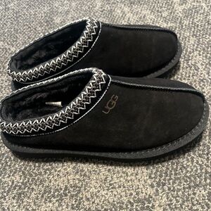 UGG Black Slippers with White Accents